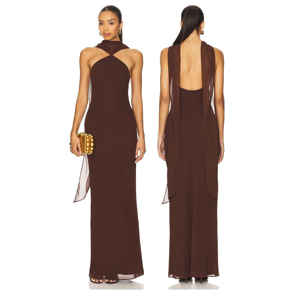 Amanda Uprichard Ashton Gown Scarf Neck Party Formal Wedding Guest Prom Gala XS